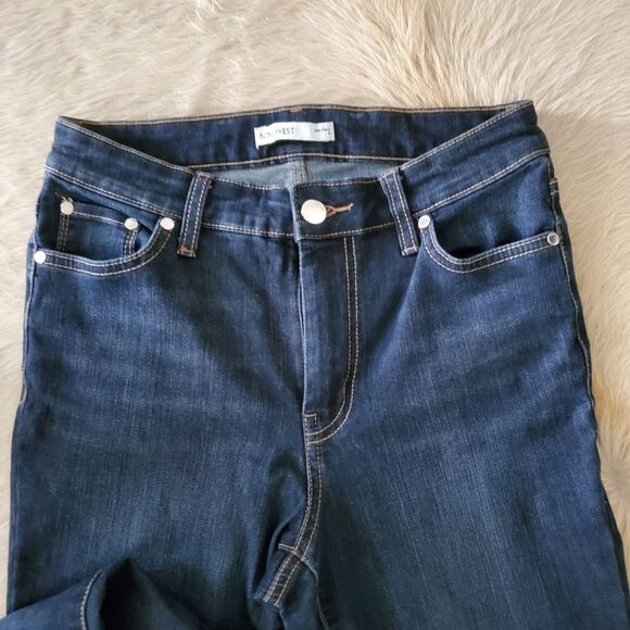 Nine West Jeans Women Size 6 Blue Dark Wash Raw Hem Stretch Denim High Rise - Picture 4 of 7